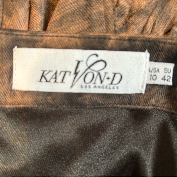 Kat Von D Black & Brown tie dye Ruched Mini Skirt 10 - Picture 6 of 7